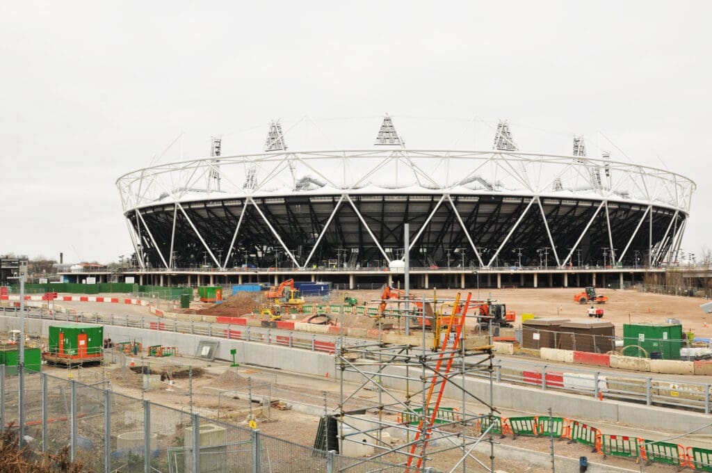 LONDON, UK - MARCH 6, 2011: London 2012 Olympic stadium under construction