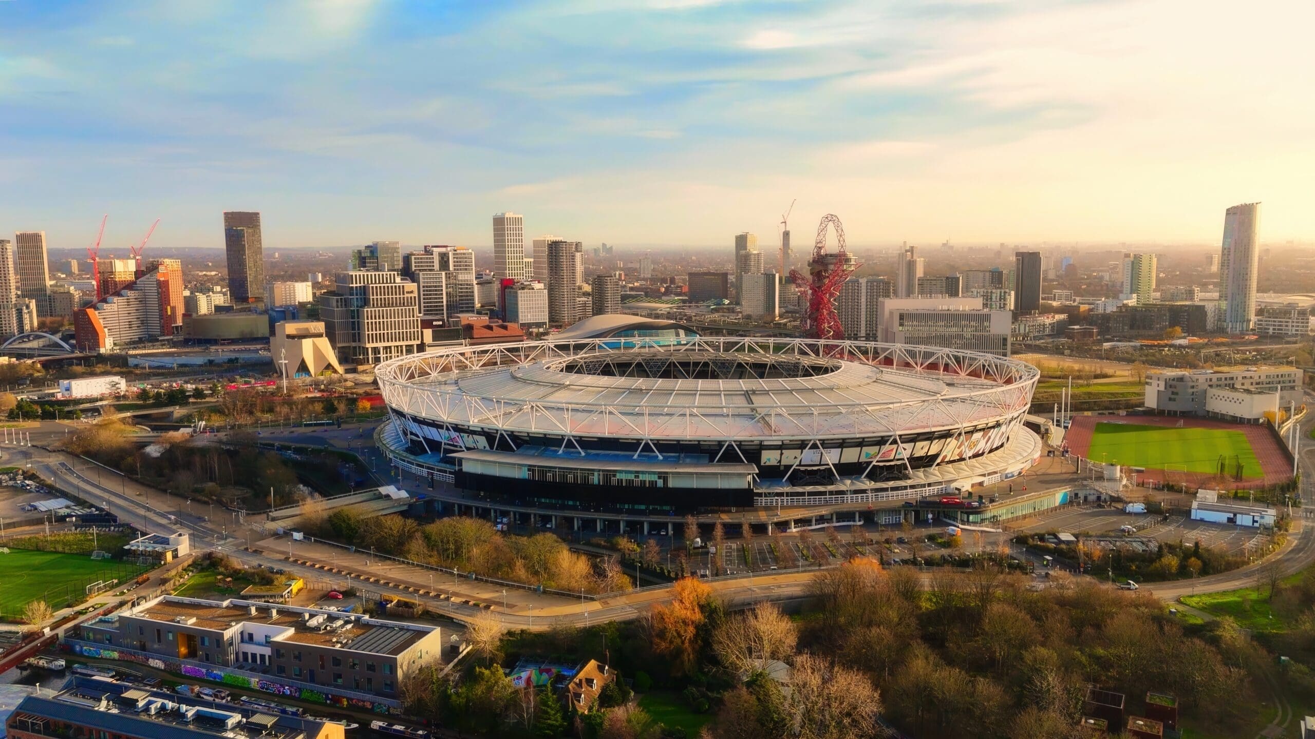 Flight over Olympic Park and London Stadium - West Ham United - LONDON, UNITED KINGDOM - DECEMBER 23, 2024